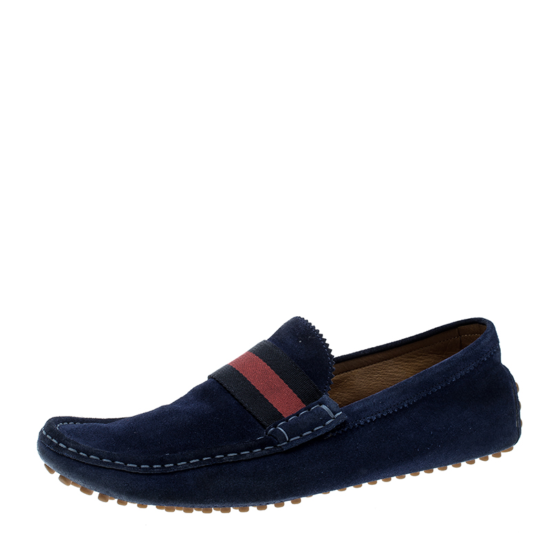 gucci suede driver with web