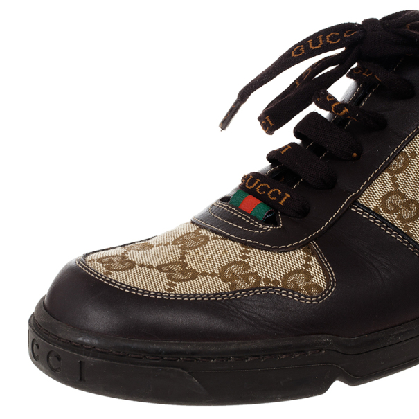 Gucci Guccissima Canvas and Leather Sneakers Size 42.5