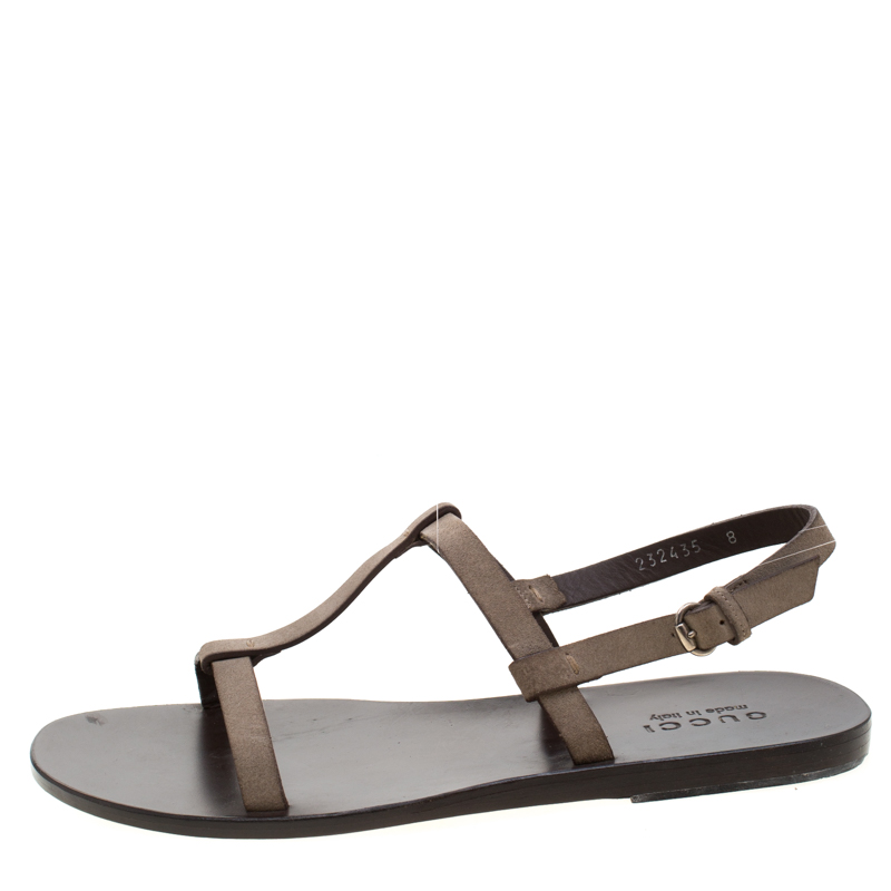 

Gucci Grey Suede Strappy Flat Sandals Size