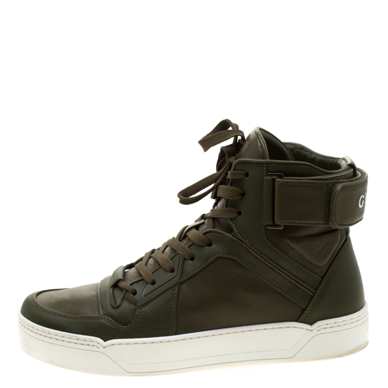

Gucci EverGreen Leather BasketBall High Top Sneakers Size, Green