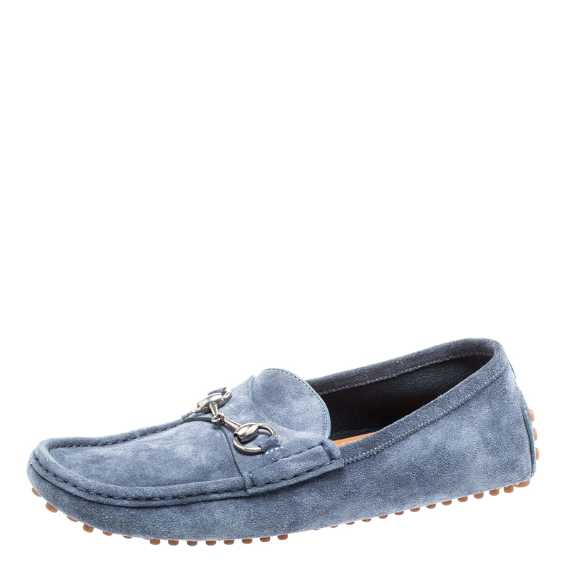مملوكة مسبقًا Gucci Blue Suede Horsebit Loafers Size 41.5