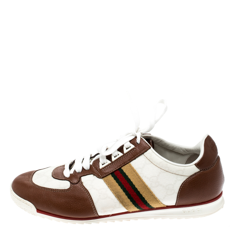 

Gucci Multicolor Guccisima Leather Web Detail Low Top Sneakers Size