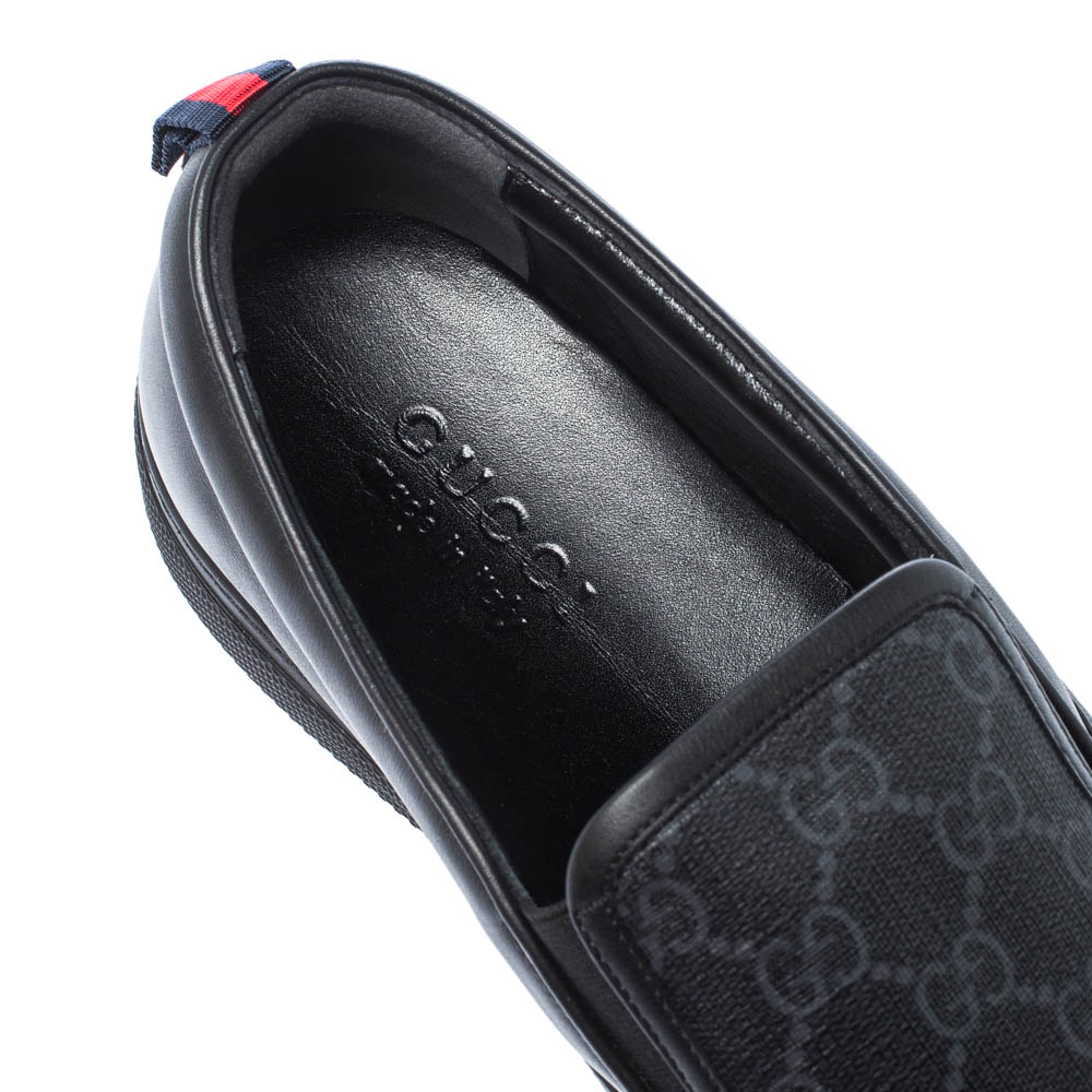 Gucci Black GG Supreme Canvas and Leather Slip On Sneakers Size 43.5 ...