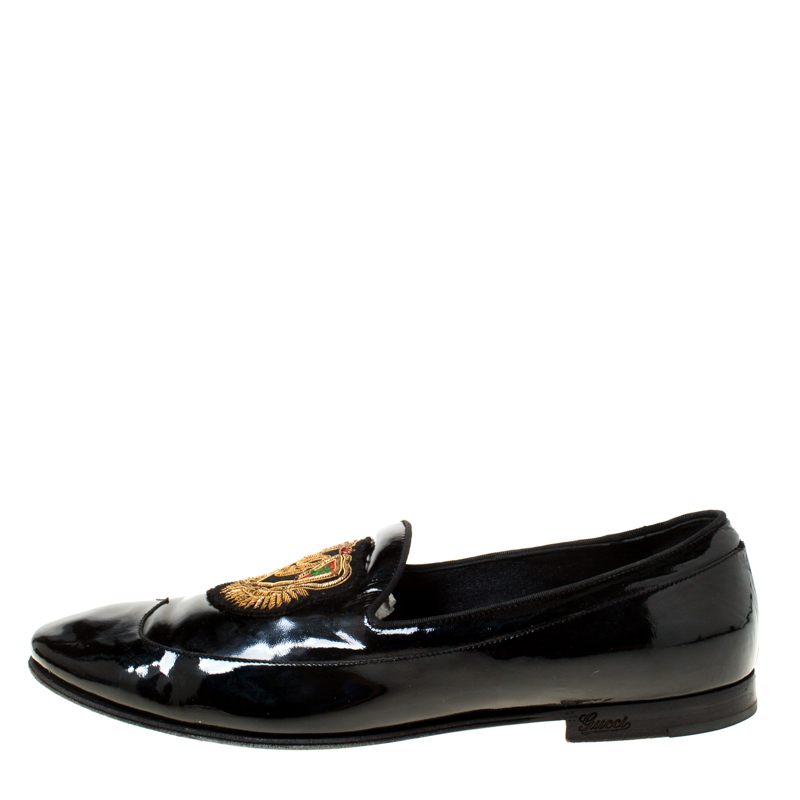 

Gucci Black Patent Leather Slip On Loafers Size