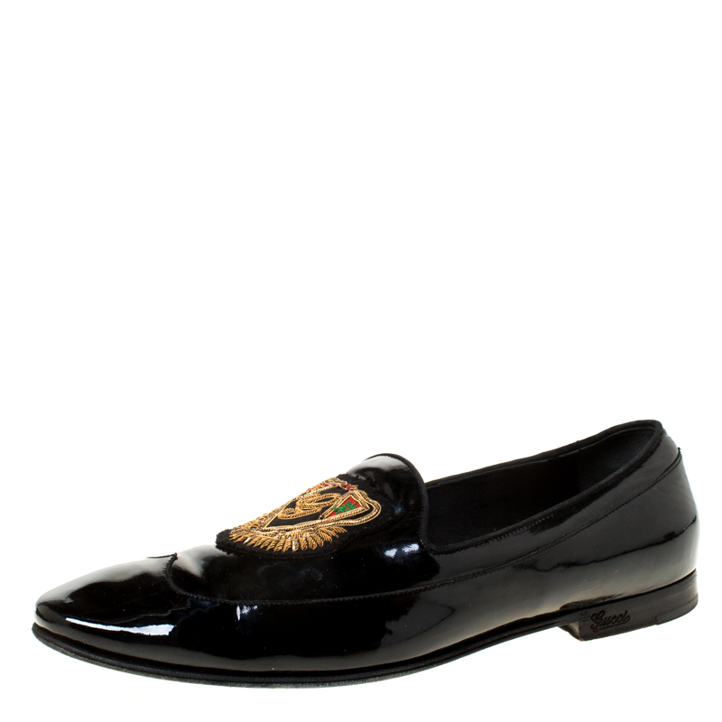 Gucci Black Patent Leather Slip On Loafers Size 41.5 Gucci TLC