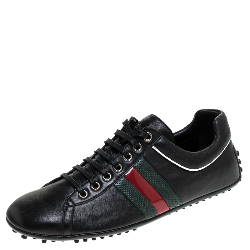 Gucci Black Leather Ace Sneakers Size 41