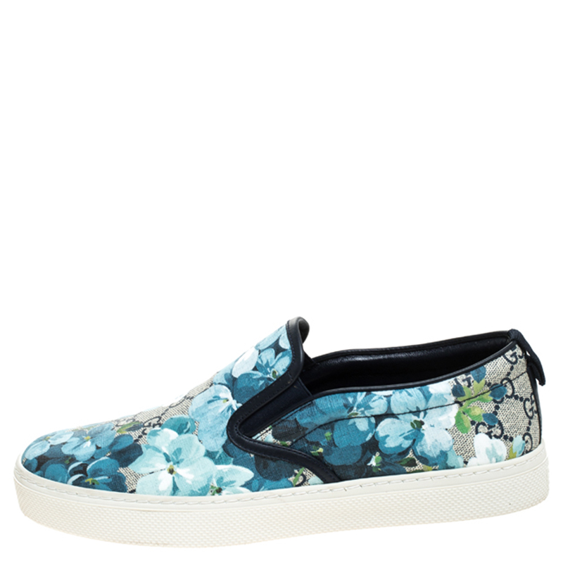

Gucci Multicolor GG Supreme Blooms Printed Canvas Slip On Sneakers Size