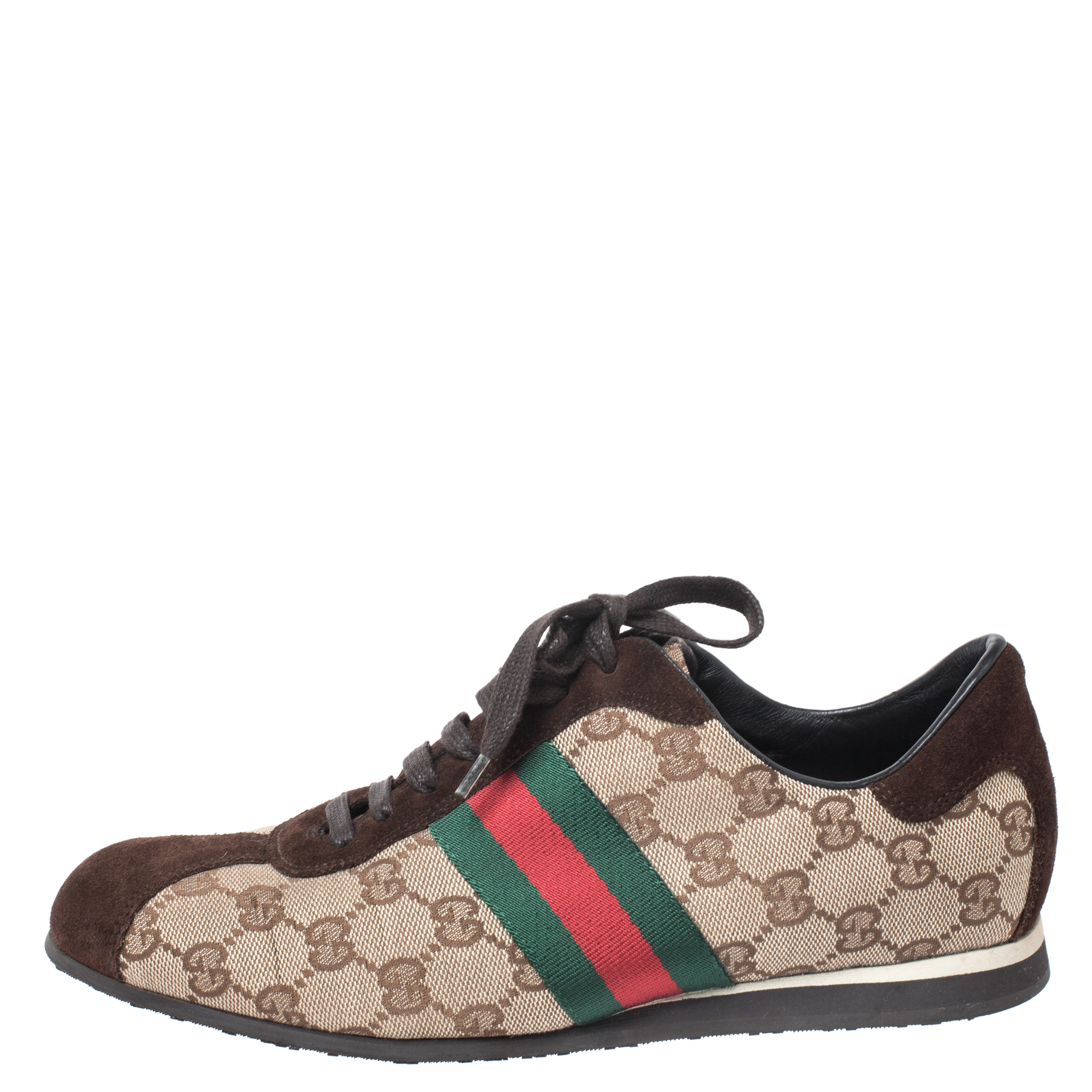 gucci suede sneaker with web