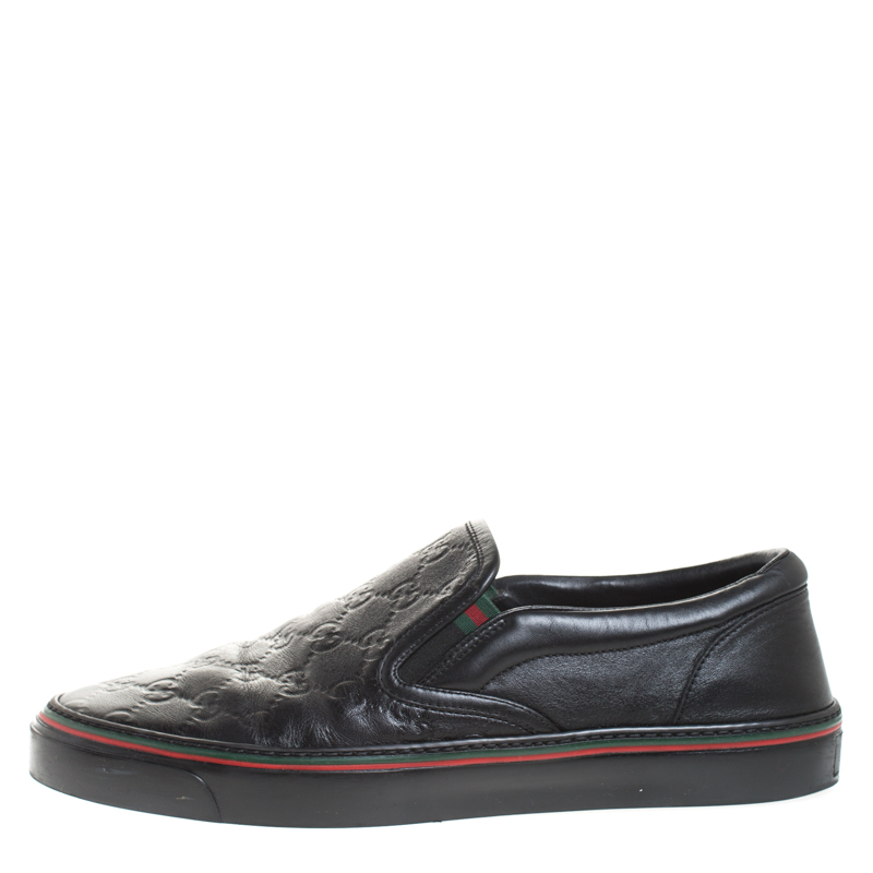 

Gucci Black Guccissima Leather Slip On Sneakers Size