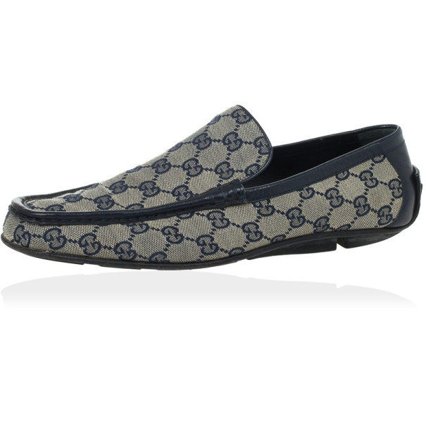 Pre Owned Gucci Navy Guccissima Loafers Size 41.5 