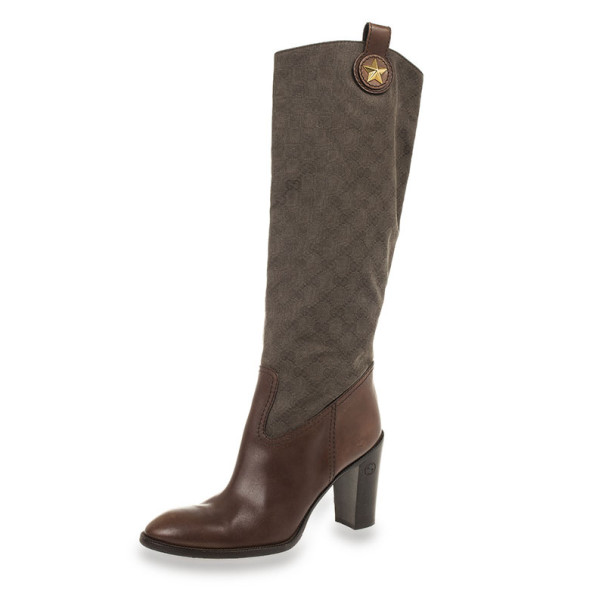 Gucci Brown GG Canvas 'Major' Tall Boots Size 41
