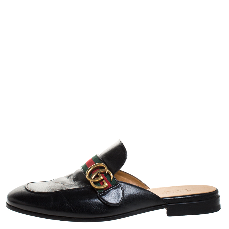 

Gucci Black Double G Leather Princetown Flat Mules Size
