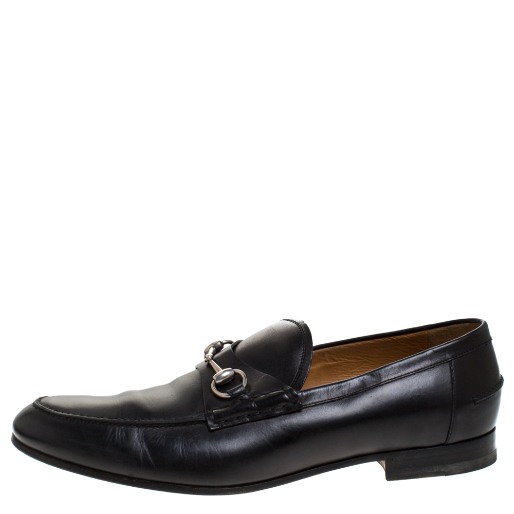 

Gucci Black Leather Horsebit Loafers Size