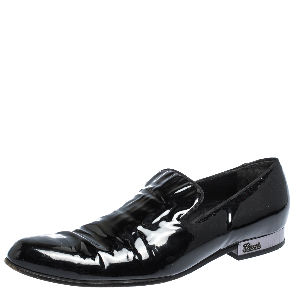 

Gucci Black Patent Leather Smoking Slippers Size