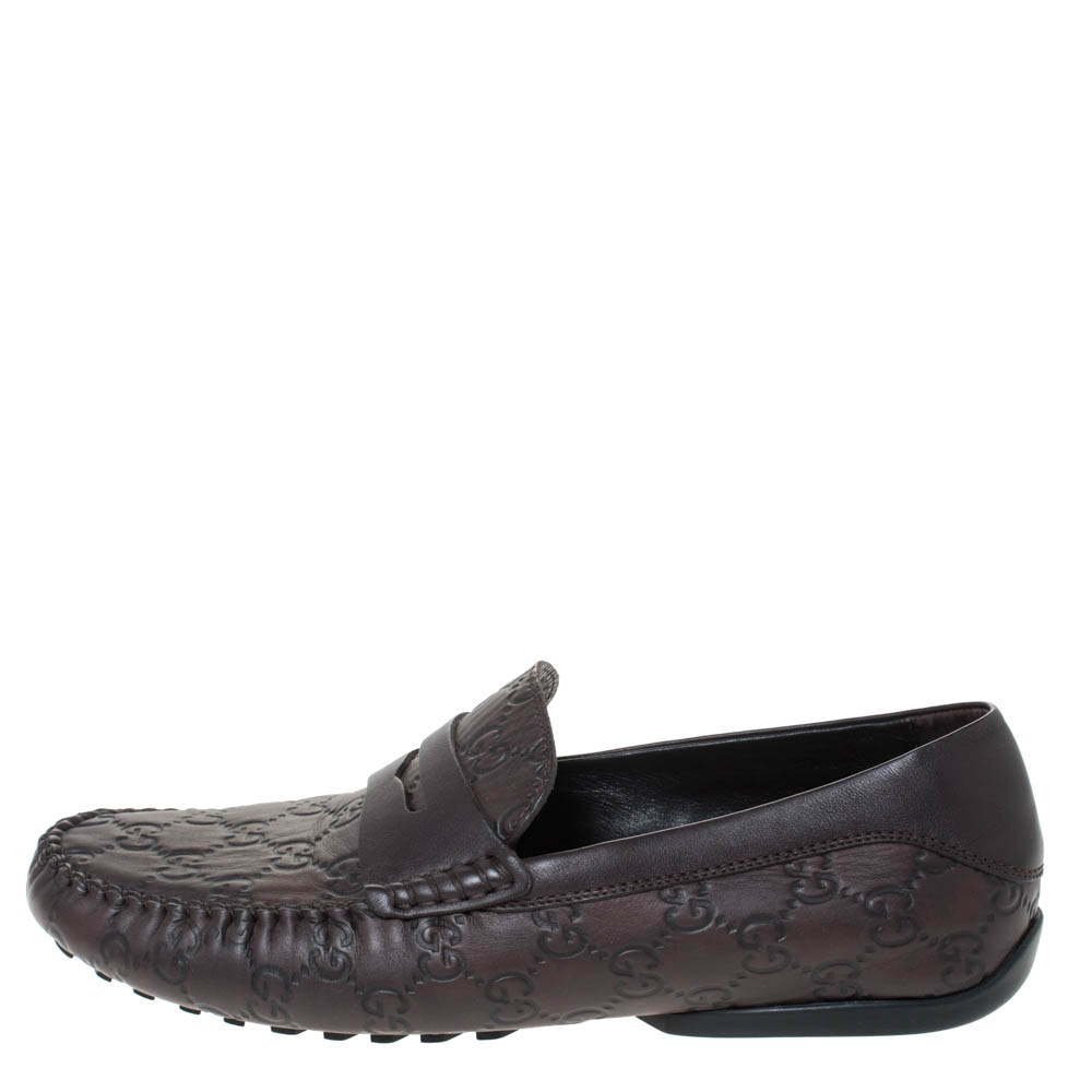 

Gucci Dark Brown Guccissima Leather Penny Loafers Size