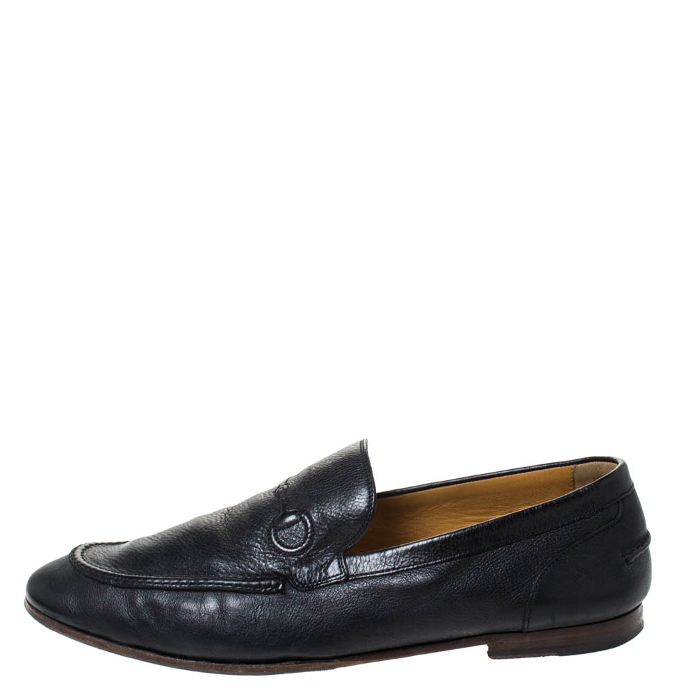 

Gucci Black Leather Slip On Loafers Size