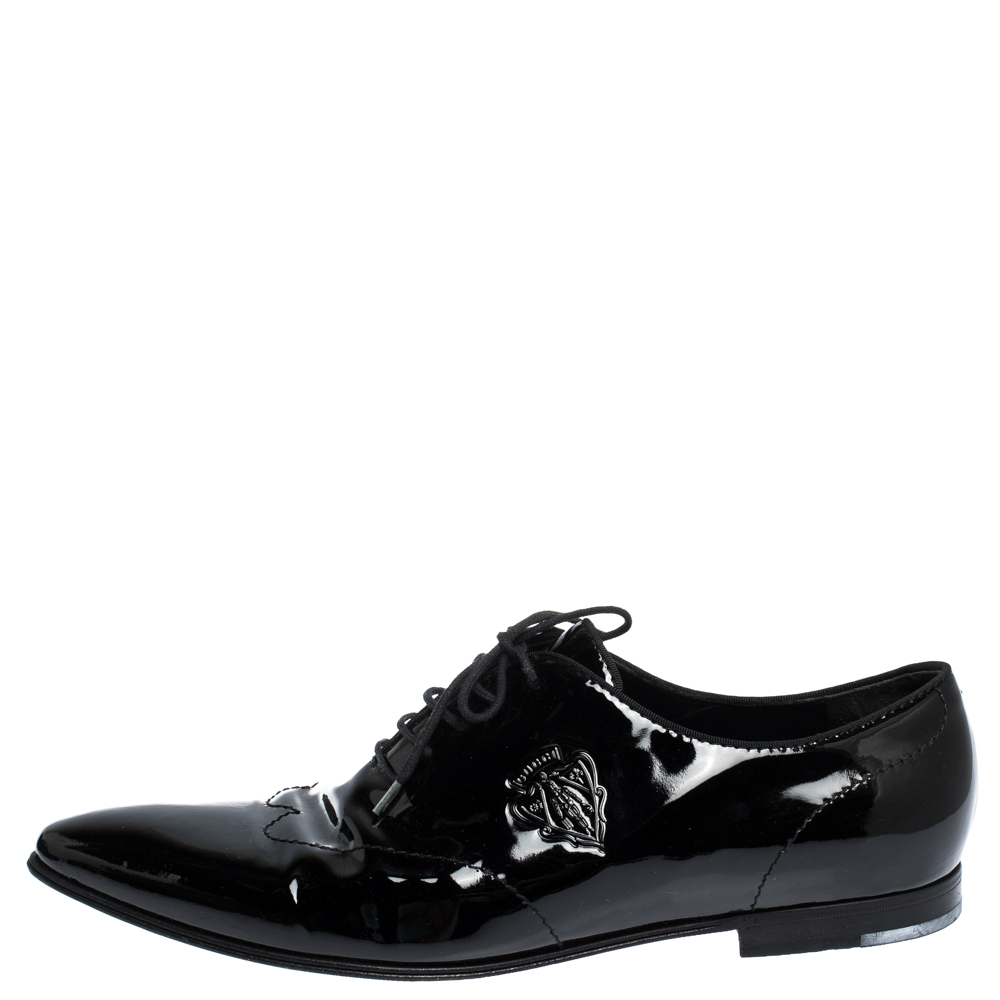 

Gucci Black Patent Leather Lace Up Oxfords Size