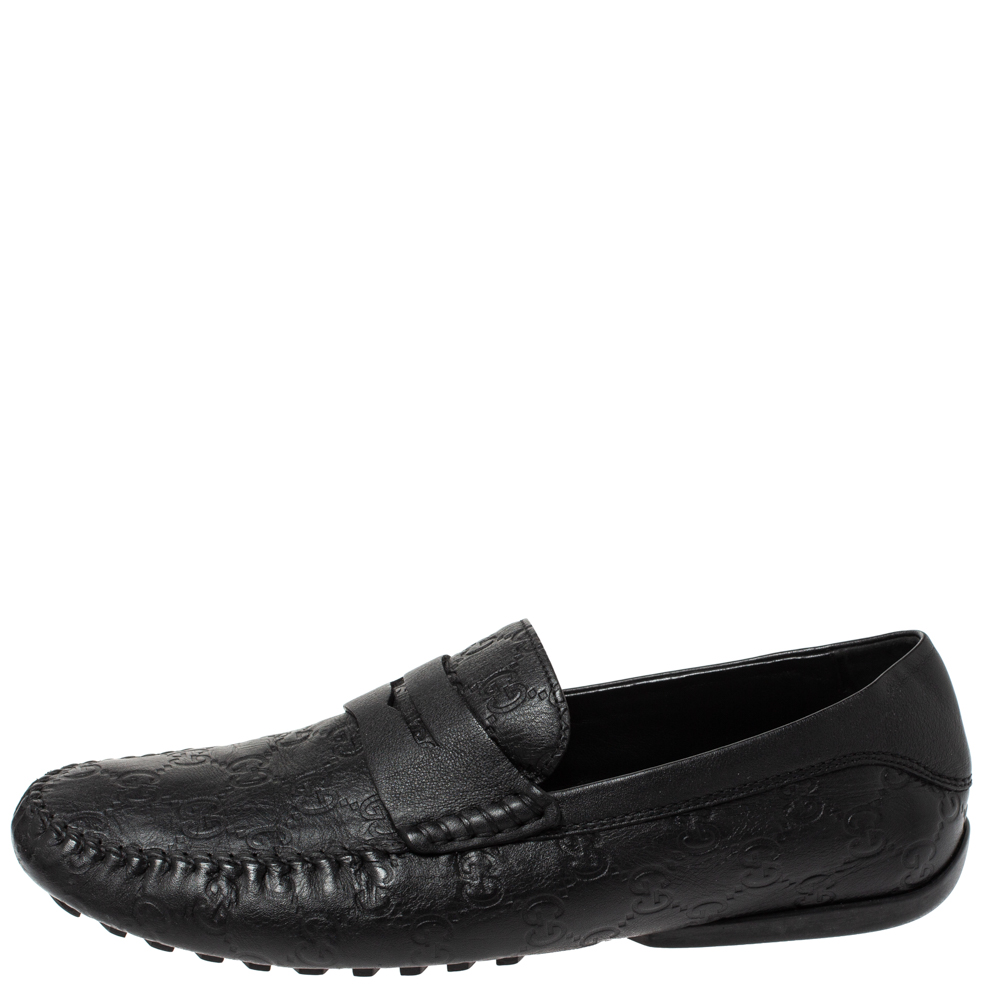 

Gucci Black Guccissima Leather Penny Loafers Size