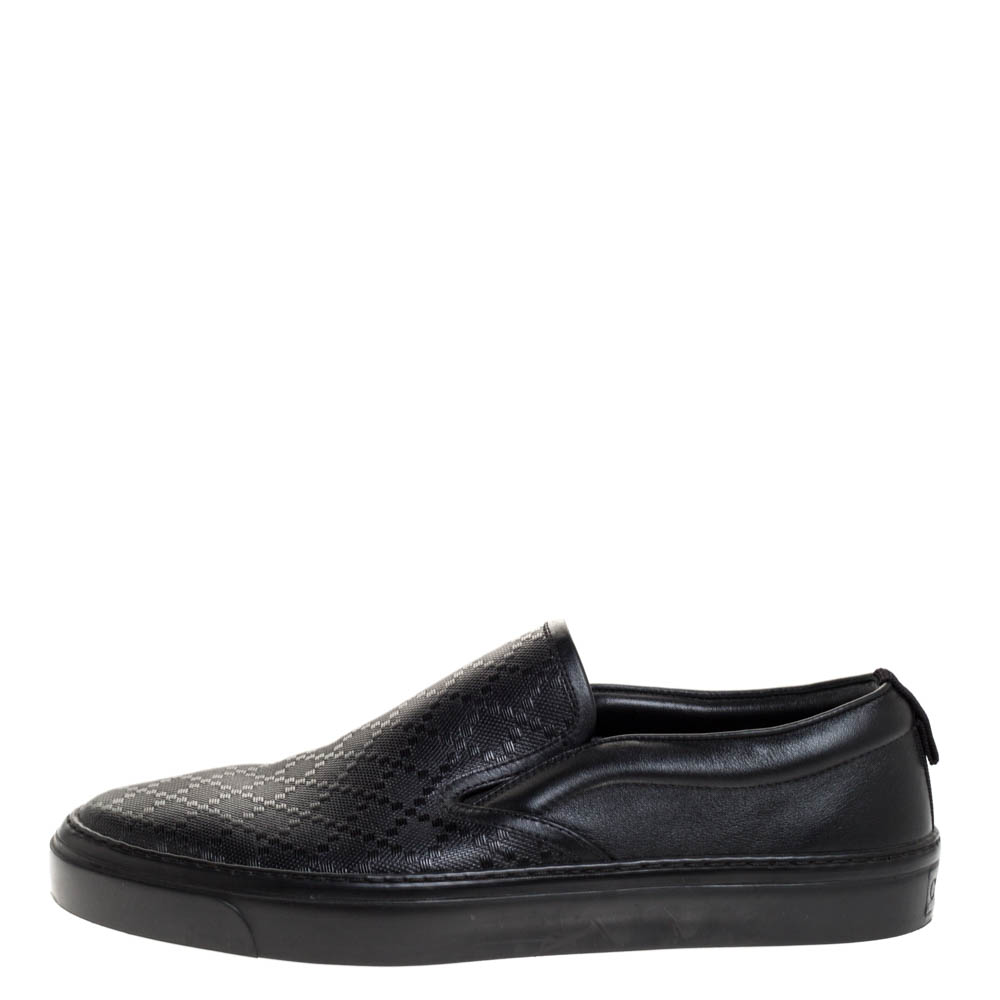 

Gucci Black Diamante Leather Slip On Sneakers Size