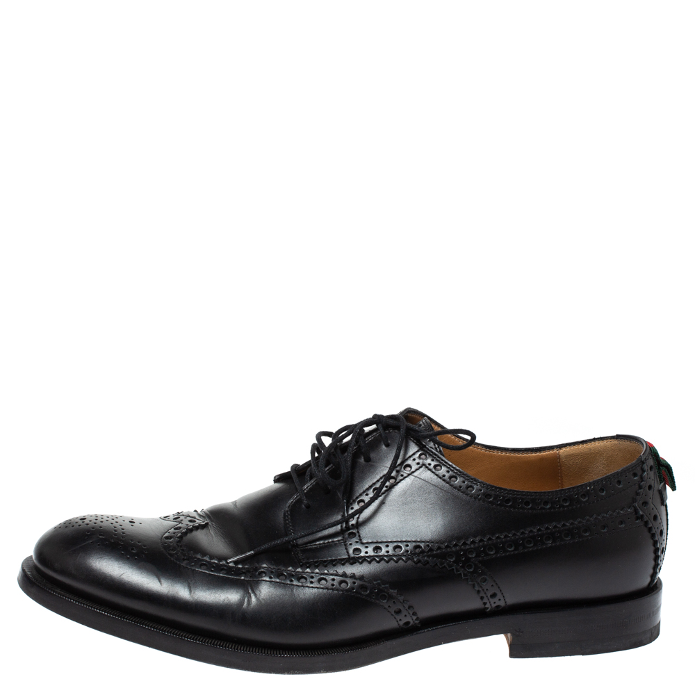 

Gucci Black Brogue Leather Lace Up Derby Size