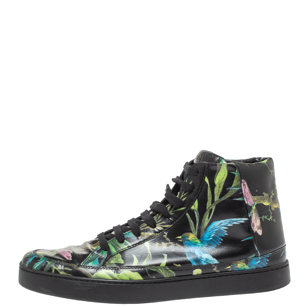 

Gucci Multicolor Black Shangai St.Tropical Print Leather Lace Up Sneaker Size