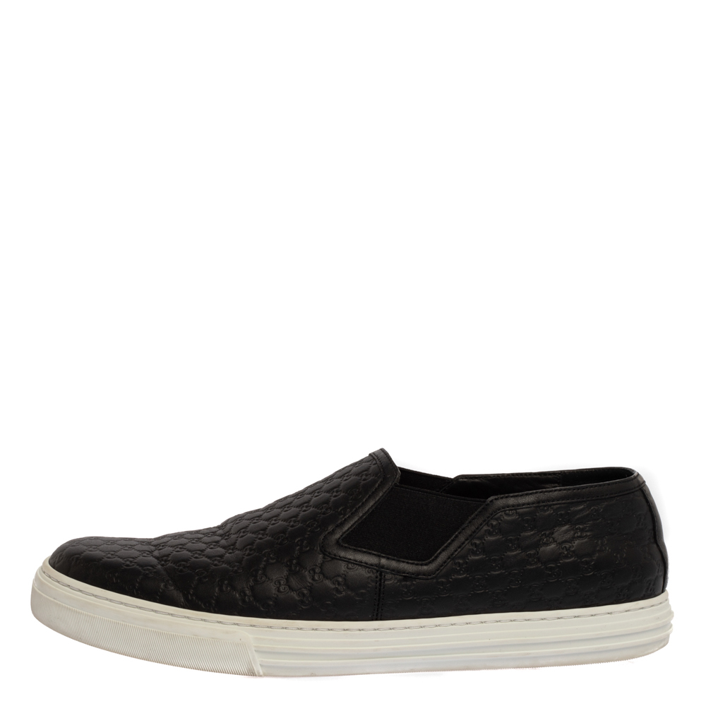 

Gucci Black Microguccissima Leather Slip On Sneakers Size