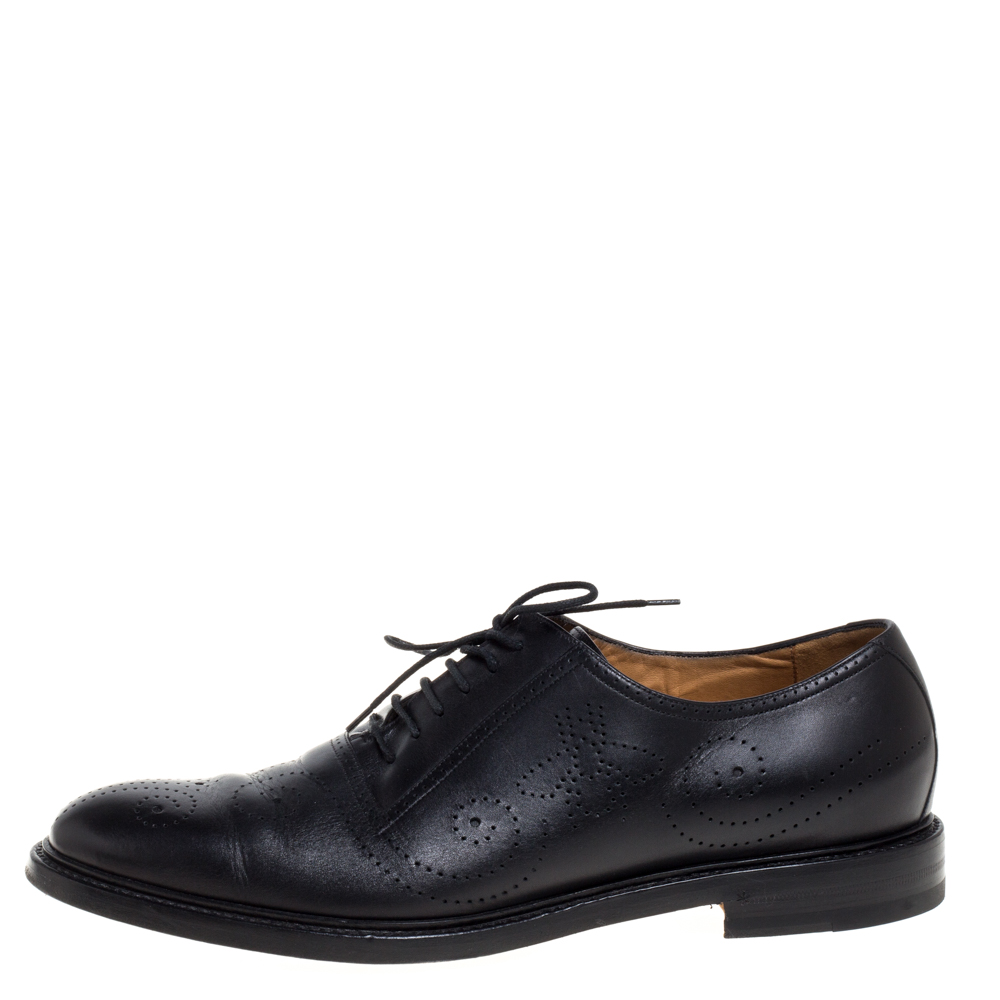 

Gucci Black Brogue Detail Leather Oxfords Size