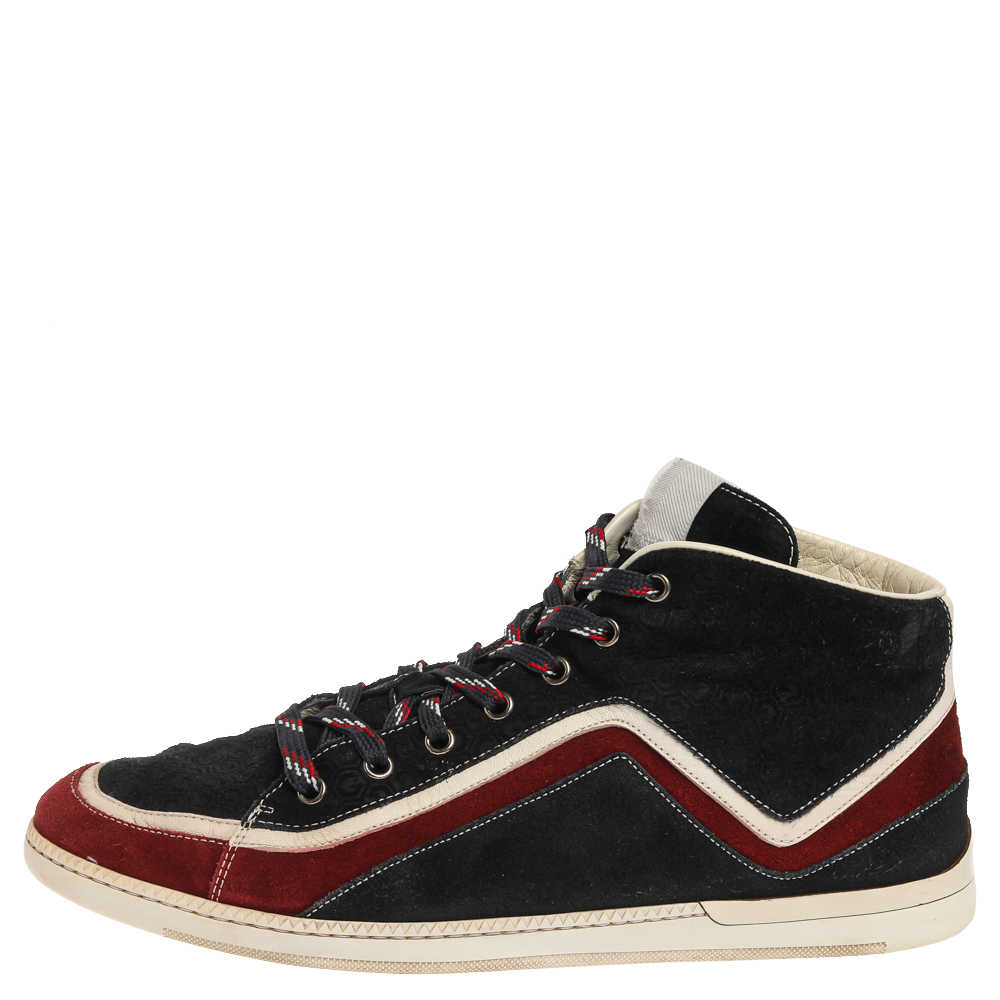 

Gucci Tricolor Suede Leather Zig Zag High Top Sneakers Size, Blue