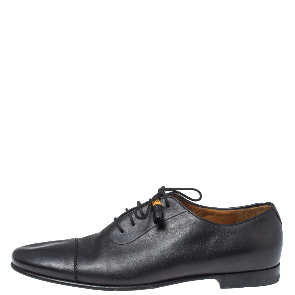 

Gucci Black Leather Bamboo Tassel Lace Up Oxfords Size