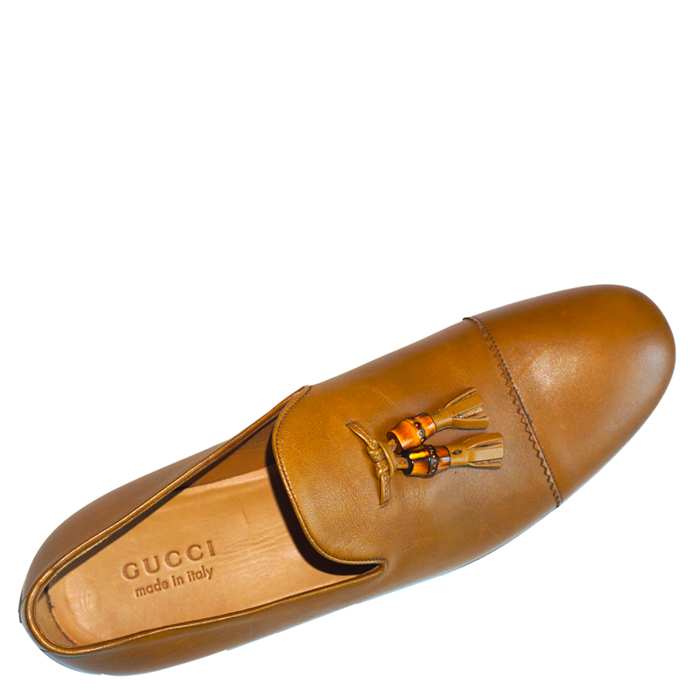 

Gucci Yellow Calfskin Leather Tassel Loafers EU 44
