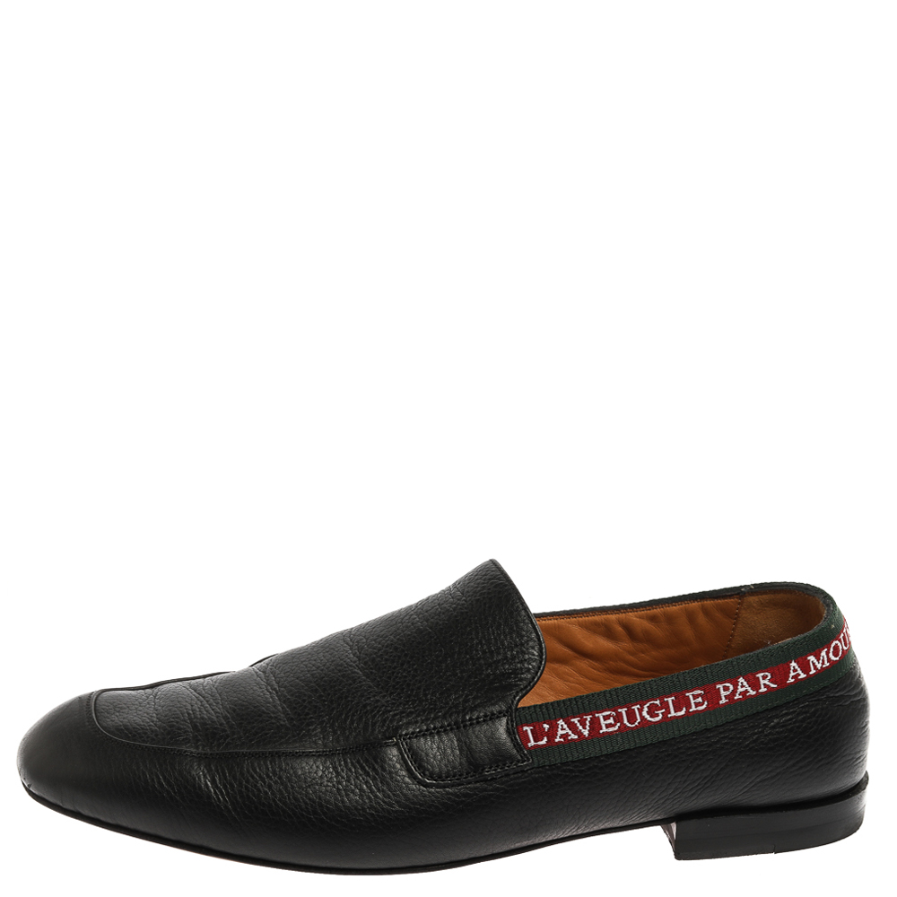 

Gucci Black Leather L'Aveugle Par Amour Loafers Size