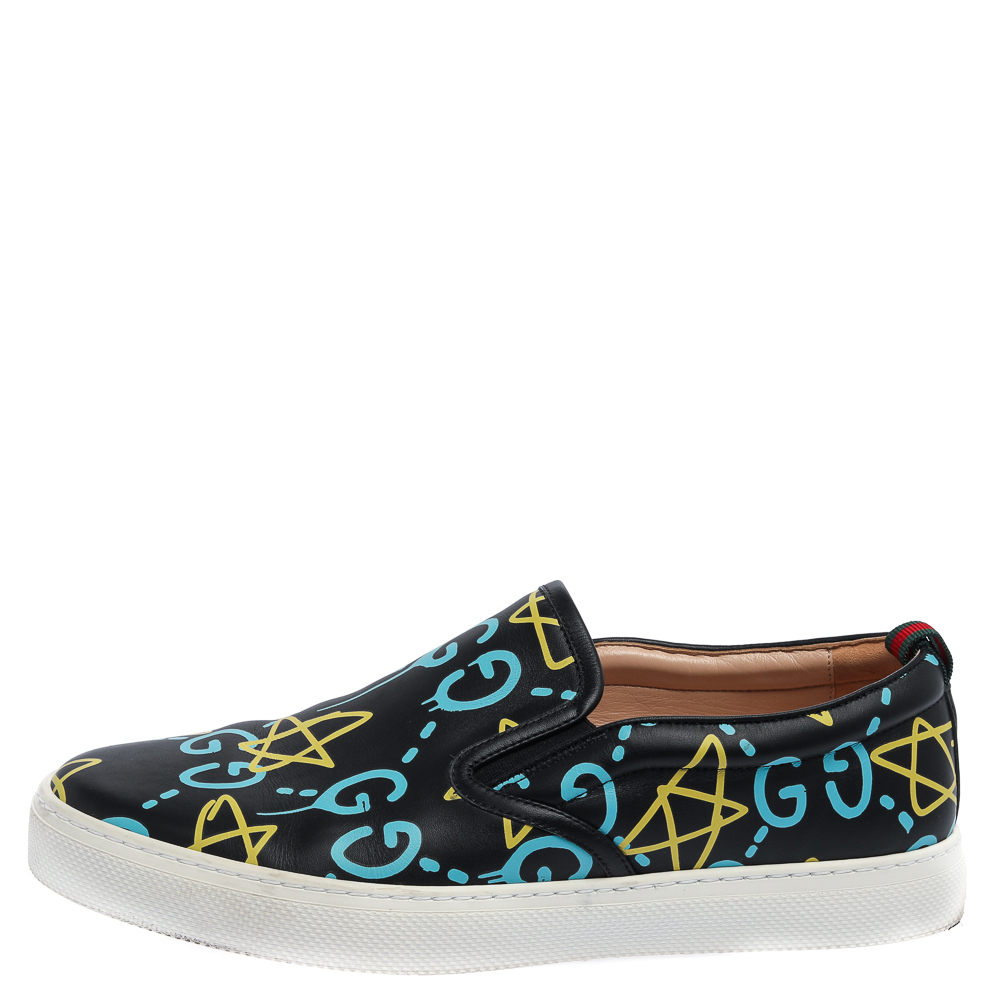 

Gucci Black Leather Gucci Ghost Slip On Sneakers Size