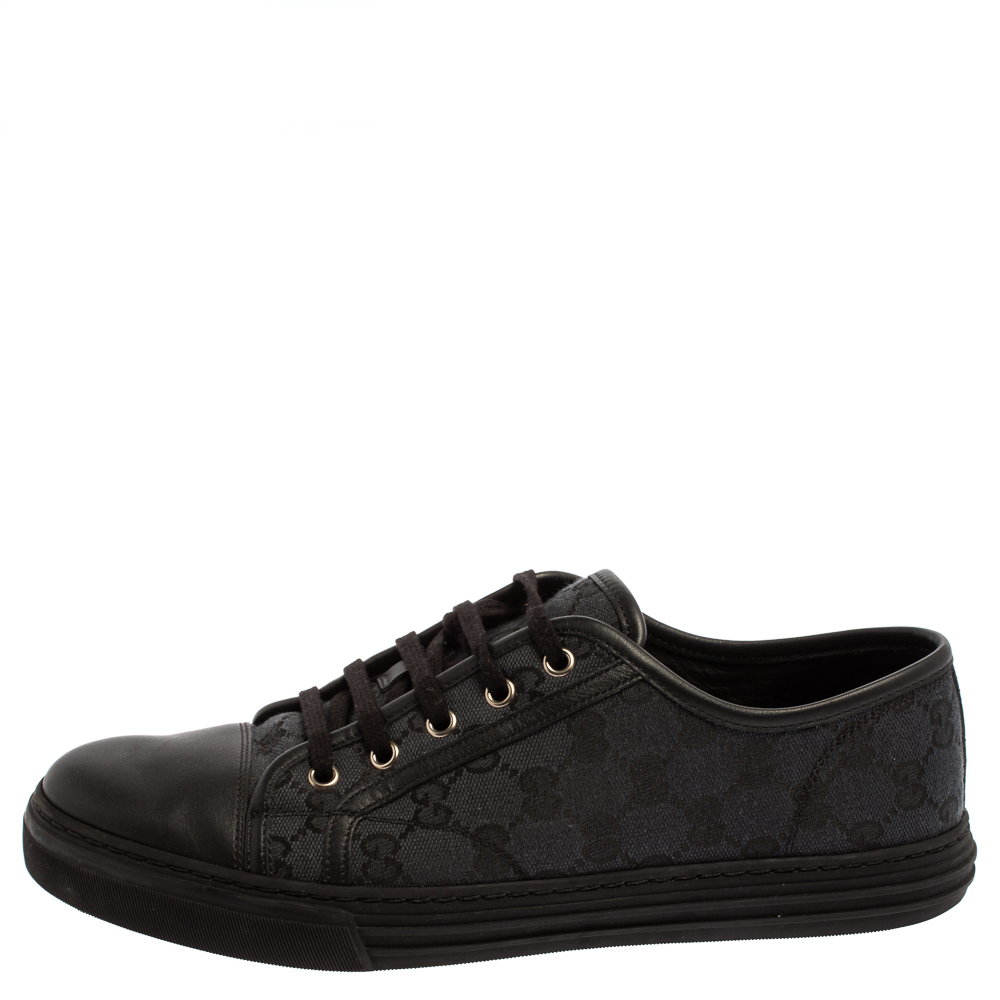 

Gucci Blue/Black GG Canvas And Leather Cap Toe Low Top Sneakers Size