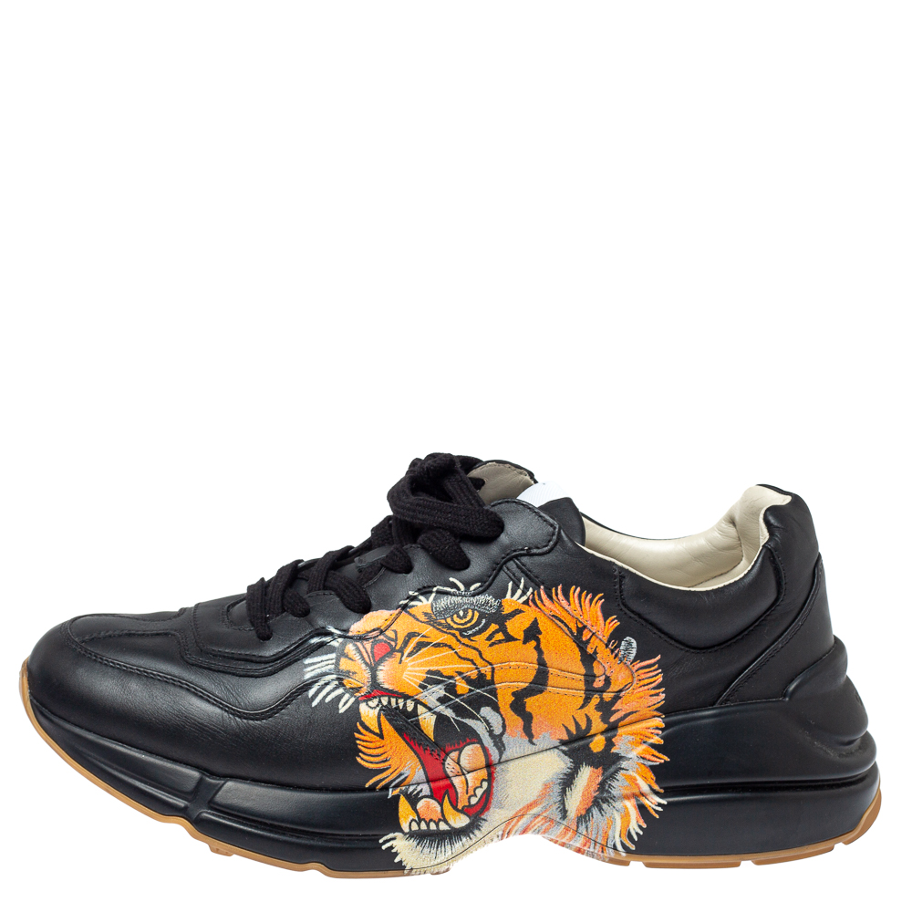 

Gucci Black Leather Tiger Rhyton Sneakers Size