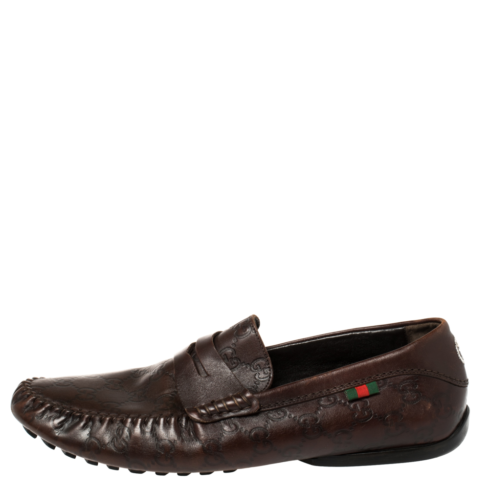 

Gucci Dark Brown Guccissima Leather Penny Loafers Size