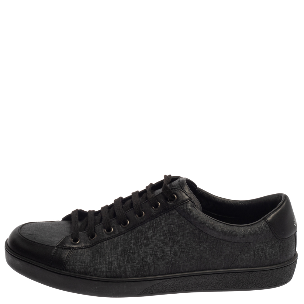 

Gucci Black GG Supreme Canvas and Leather Brooklyn Low Top Sneakers Size