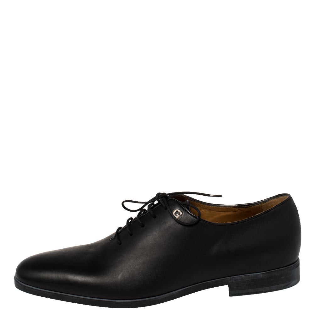 

Gucci Dark Black Leather Lace Up Oxfords Size