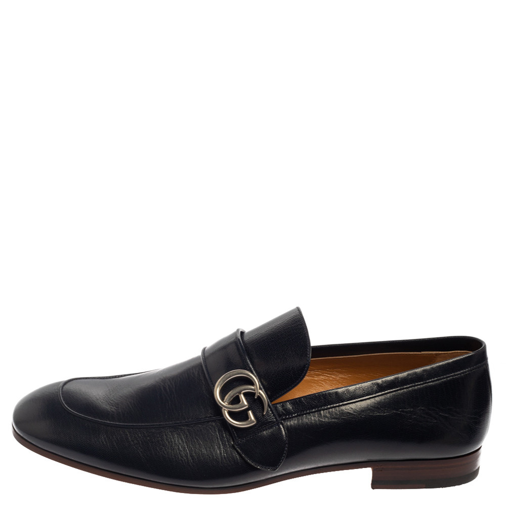 

Gucci Midnight Blue Leather Double G Loafers Size