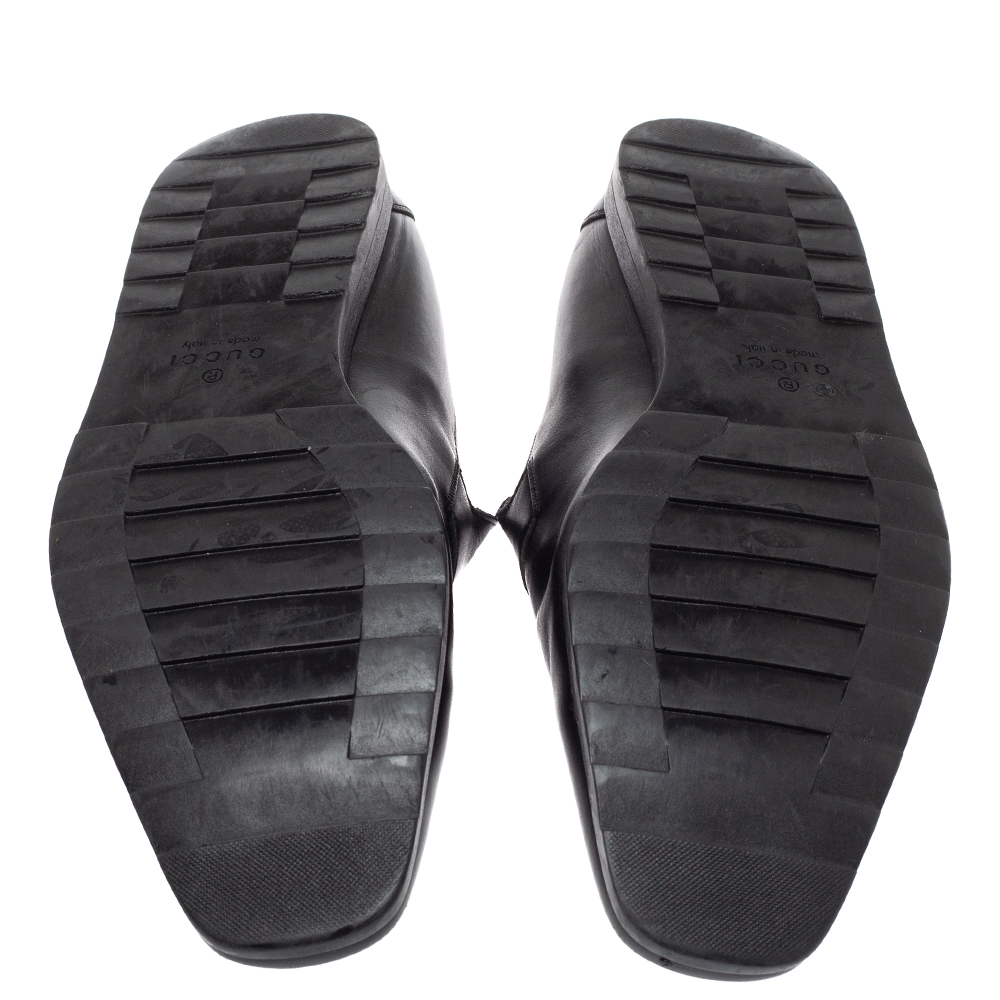 Gucci Black Leather Slip On Loafers Size 43.5 