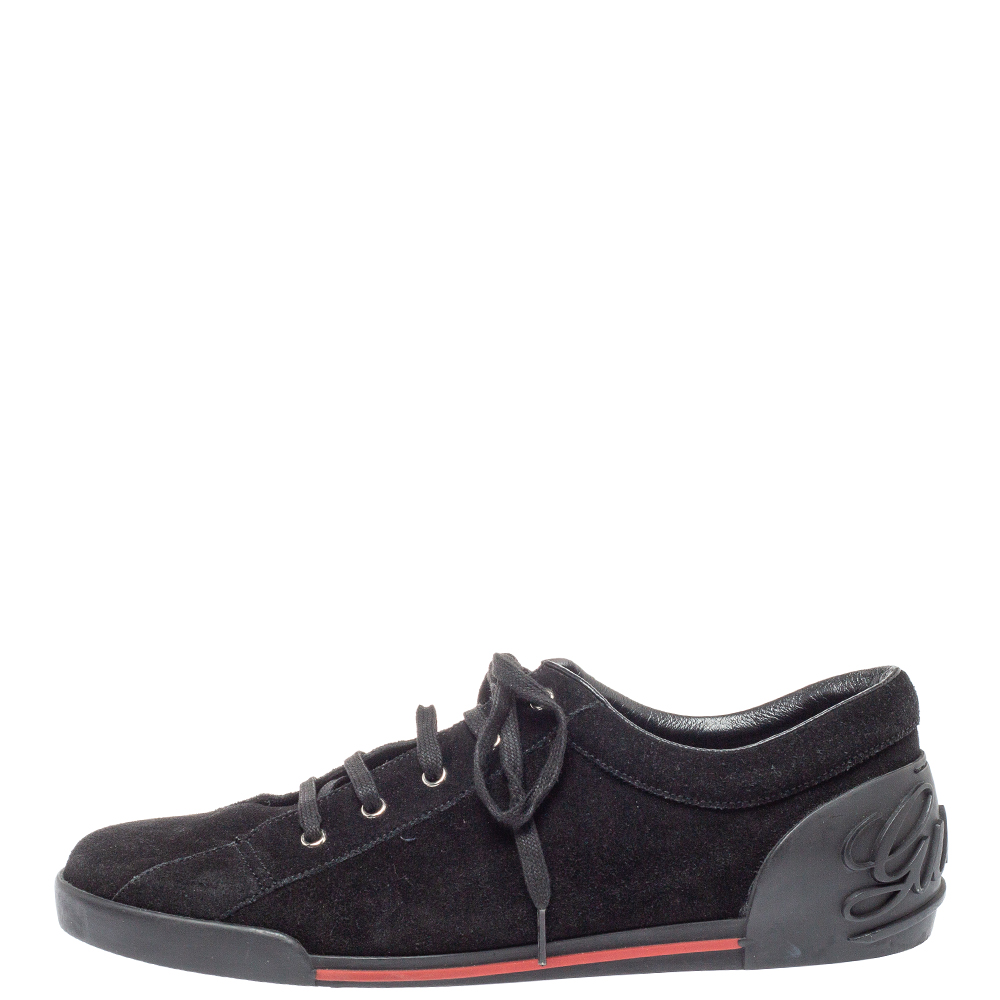 

Gucci Black Suede Logo Embellished Low Top Sneakers Size