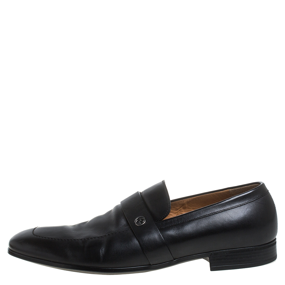 

Gucci Black Leather Slip On Loafers Size