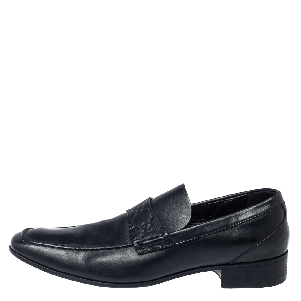 

Gucci Black Leather Slip On Loafers Size