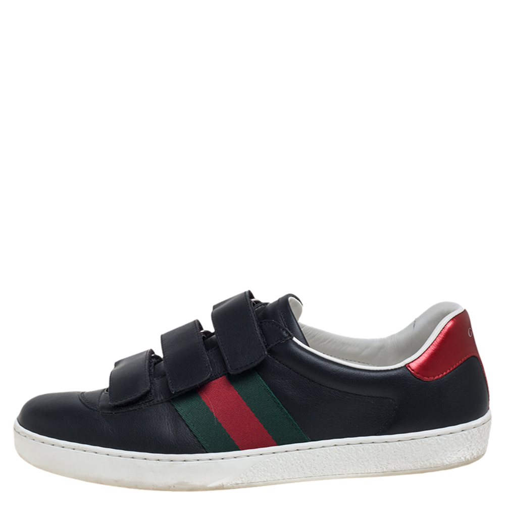 

Gucci Black Leather Ace Velcro Sneakers Size