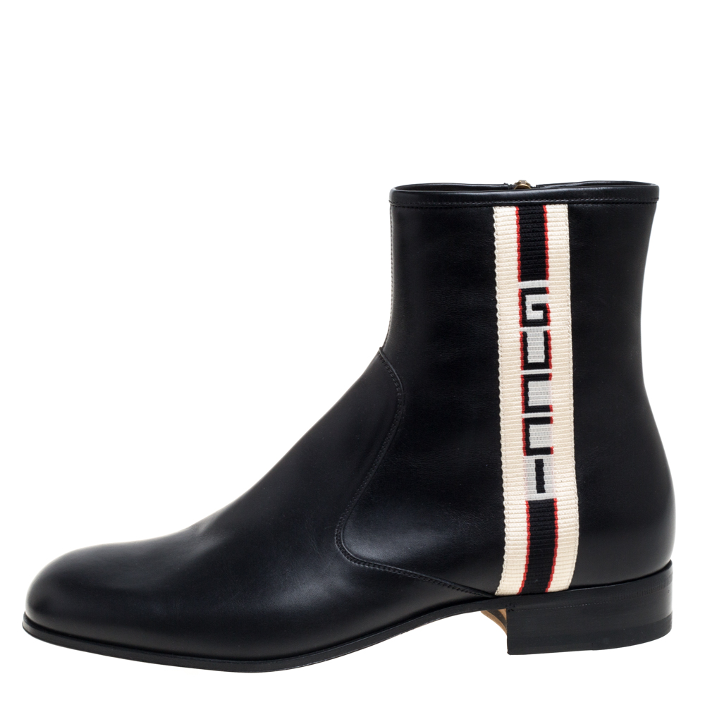 

Gucci Black Leather Zipper Detail Boots Size