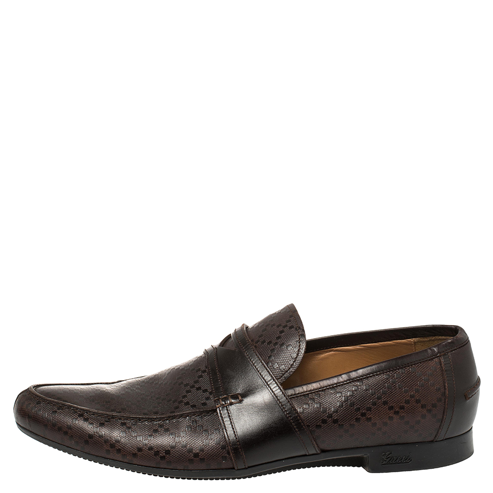 

Gucci Brown Diamante Leather Driver Loafers Size