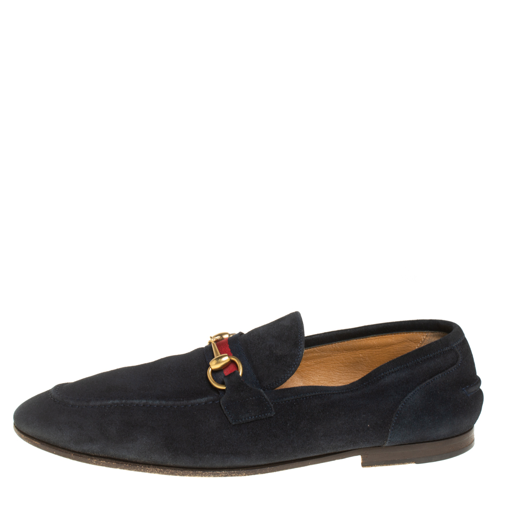 

Gucci Blue Suede Horsebit Loafers Size