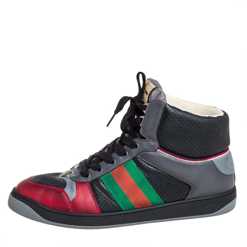 

Gucci Multicolor Leather Screener High-Top Sneakers Size