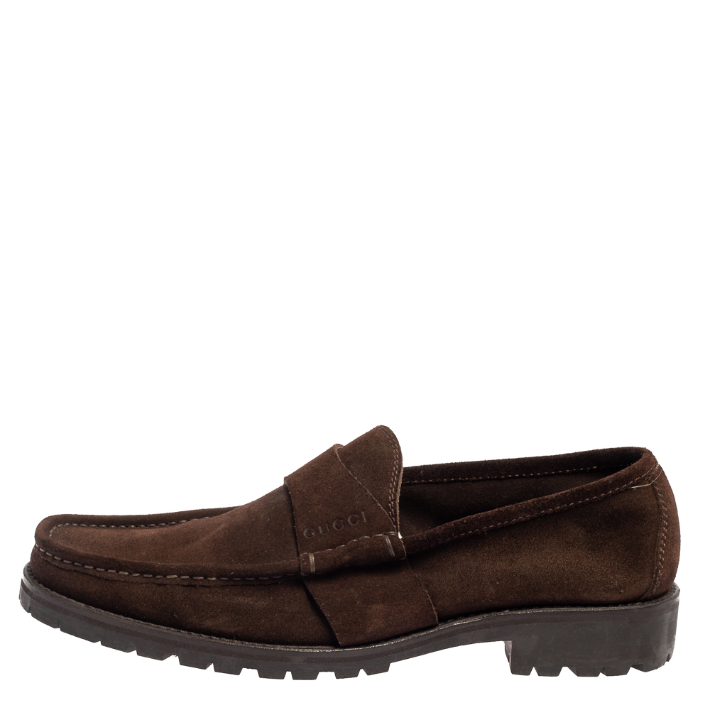 

Gucci Brown Suede Slip On Loafers Size