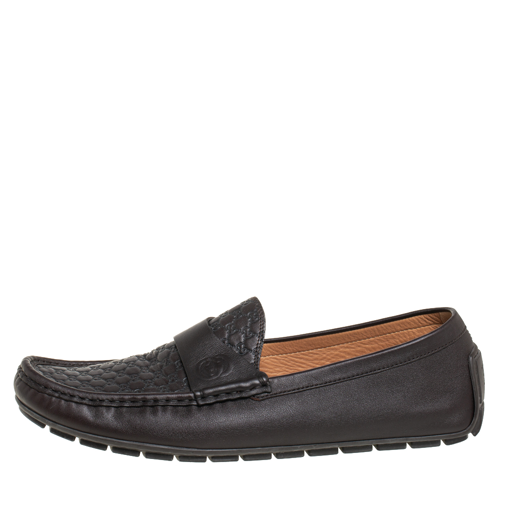 

Gucci Brown Guccissima Leather GG Loafers Size