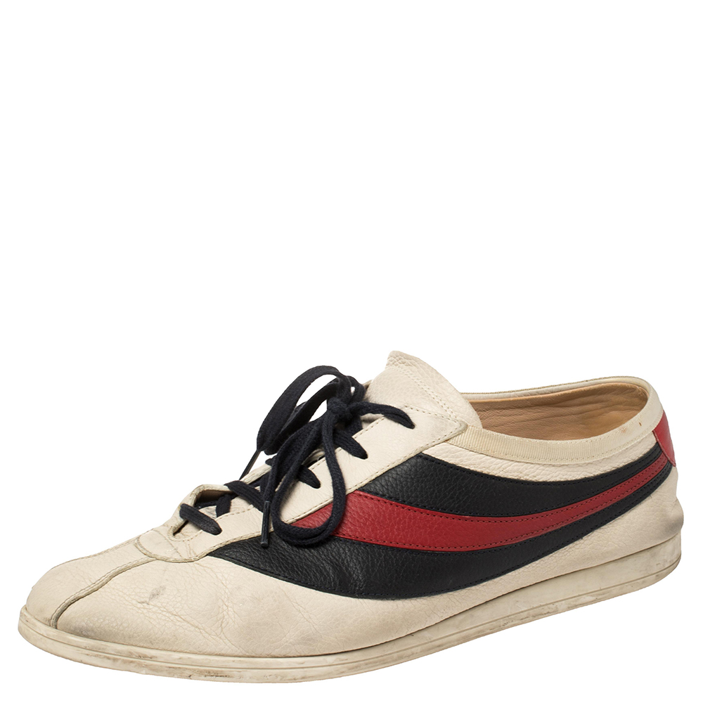 

Gucci White/Blue Leather Falacer Sneakers Size